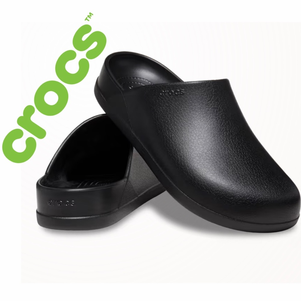 CROCS Dylan Men's Black Slip-On Loafers Leather Texture Sz 11 Minimalist Comfort